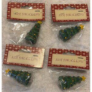 Lot of 4 Just For Keeps One-Piece Christmas Tree Decorative Crafts 2" Height